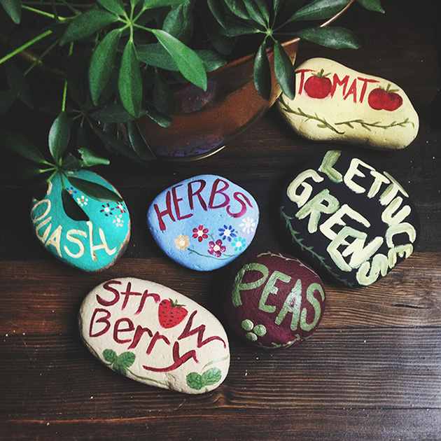 Paint some large rocks and use them as garden markers