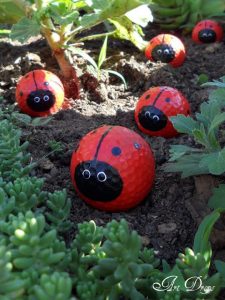 Turn old golf balls into cute ladybugs
