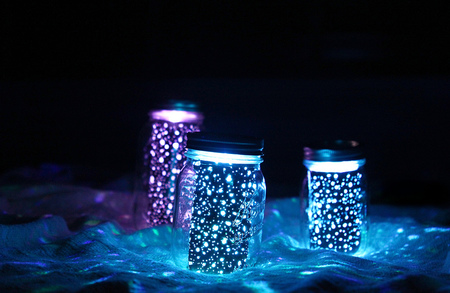 glowing mason jars