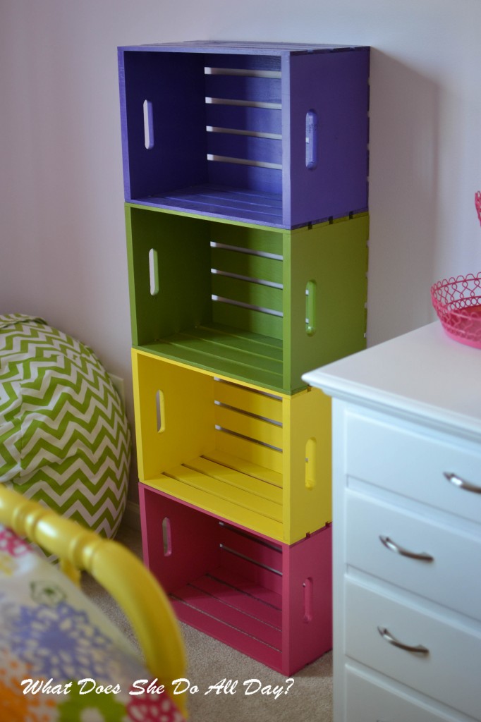 Colorful Wood Crate Bookcase