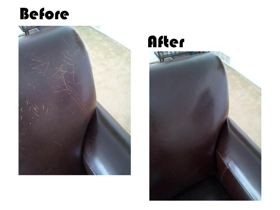 Cover up scratches on leather furniture using olive oil