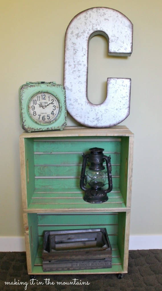 Two Wood Crates Turned Rustic Bedside Table