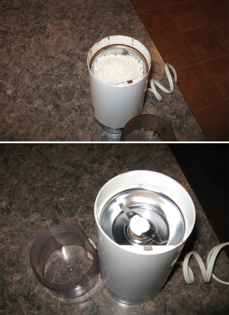 Use uncooked rice to clean your coffee grinder