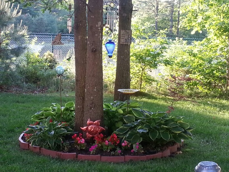 Flower bed around tree