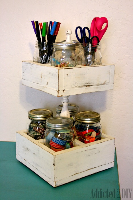 Double Decker Mason Jar Craft Caddy