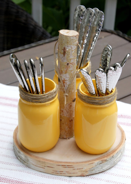 Rustic Mason Jar Utensil Holder