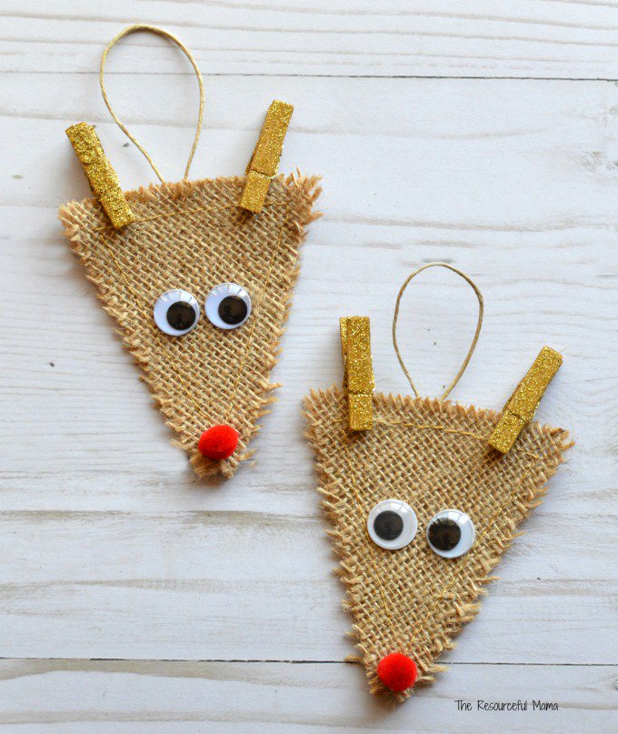 Burlap Reindeer Ornaments