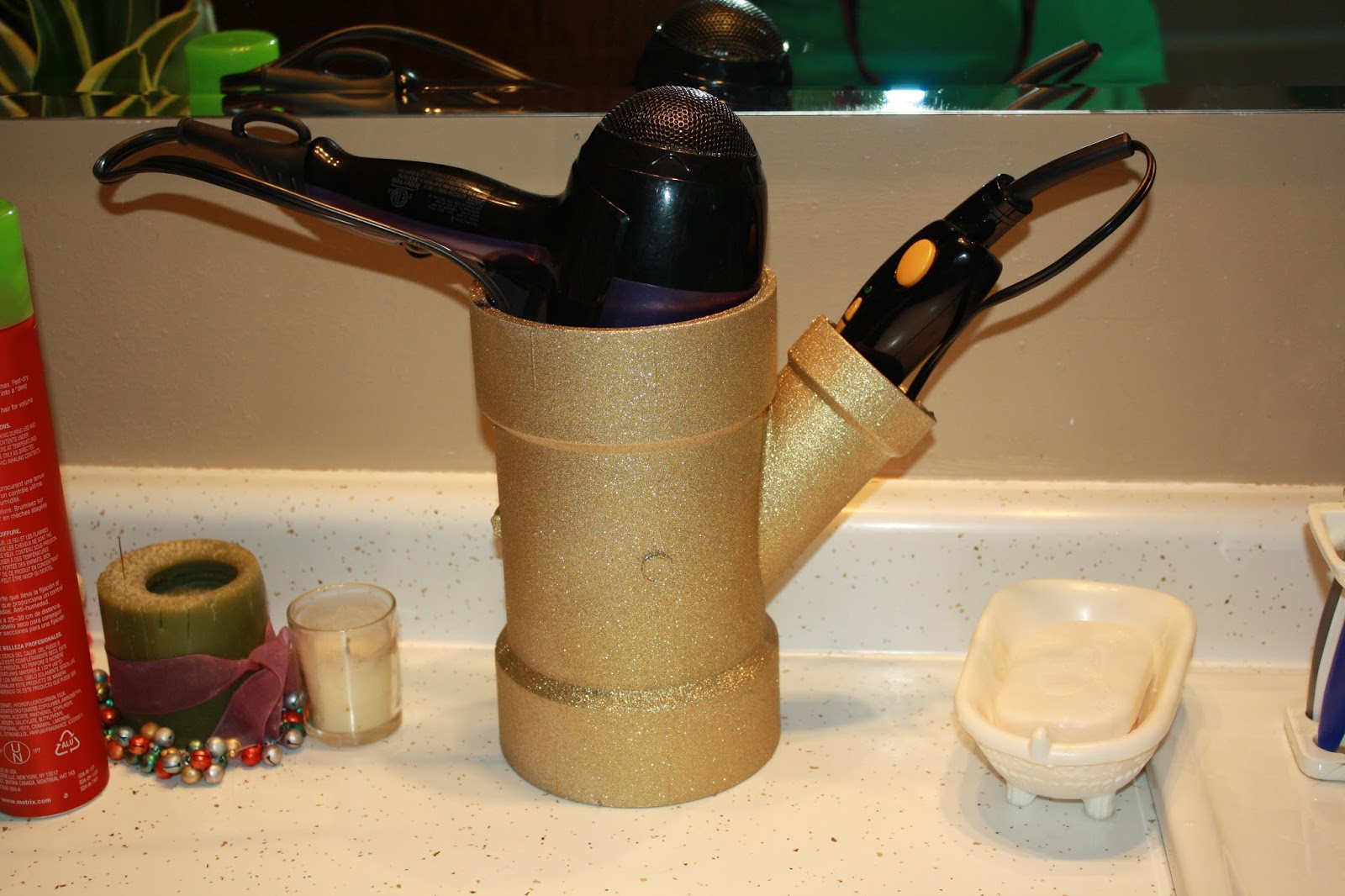 PVC Pipe Hair Dryer and Straightener Organizer