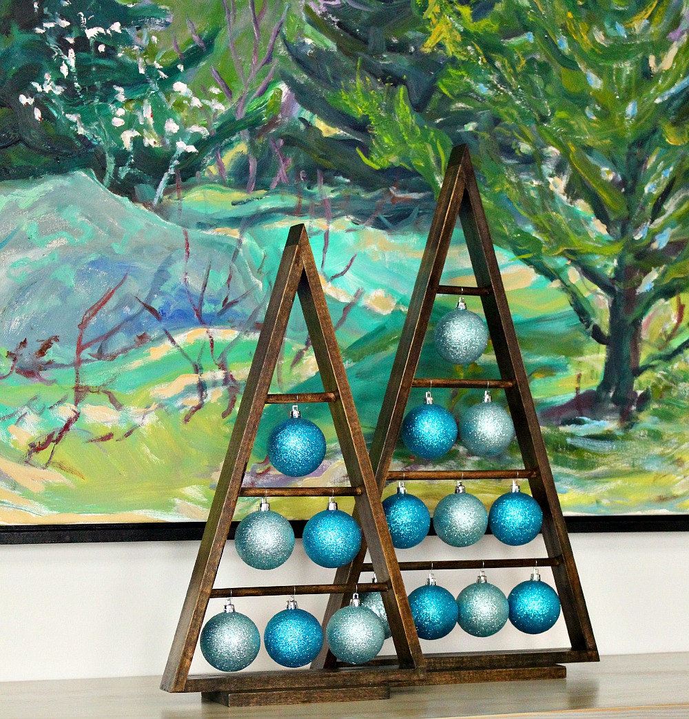 Wood A-Frame Triangle Ornament Stand