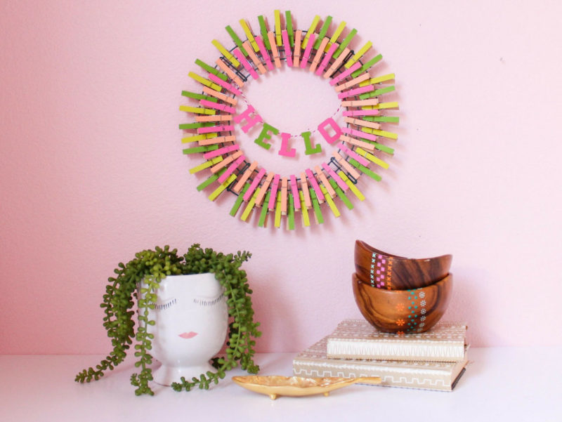 Colorful Clothespin Wreath