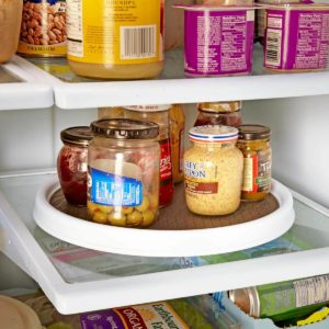 Add a Lazy Susan to the fridge to make small items more accessible