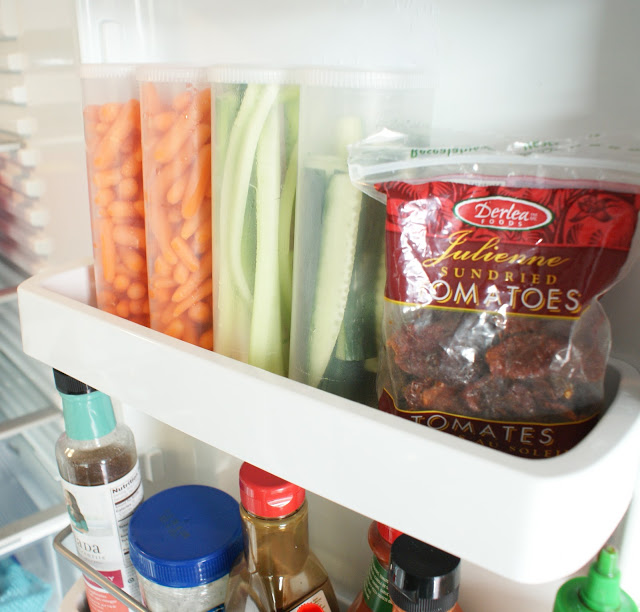 Use empty Crystal Light containers to store cut-up vegetables