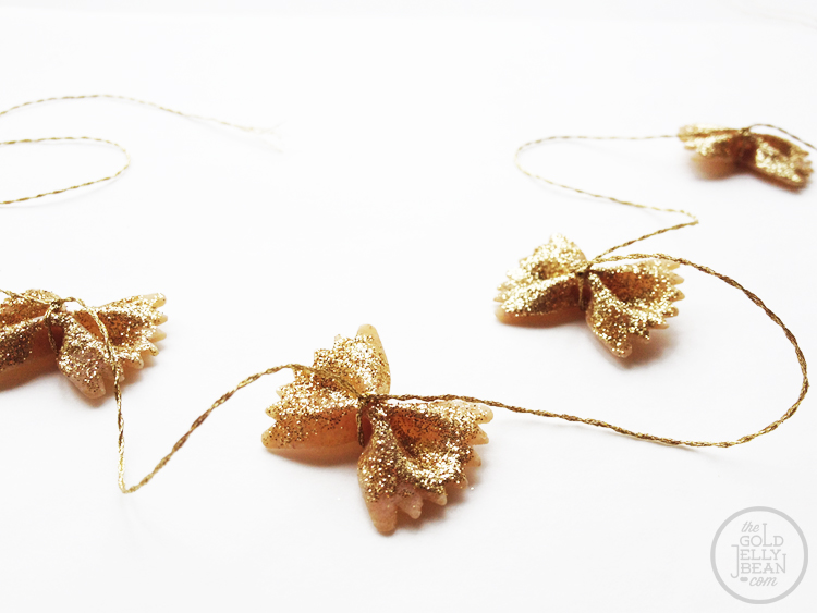 Gold Glitter Bowtie Pasta Garland