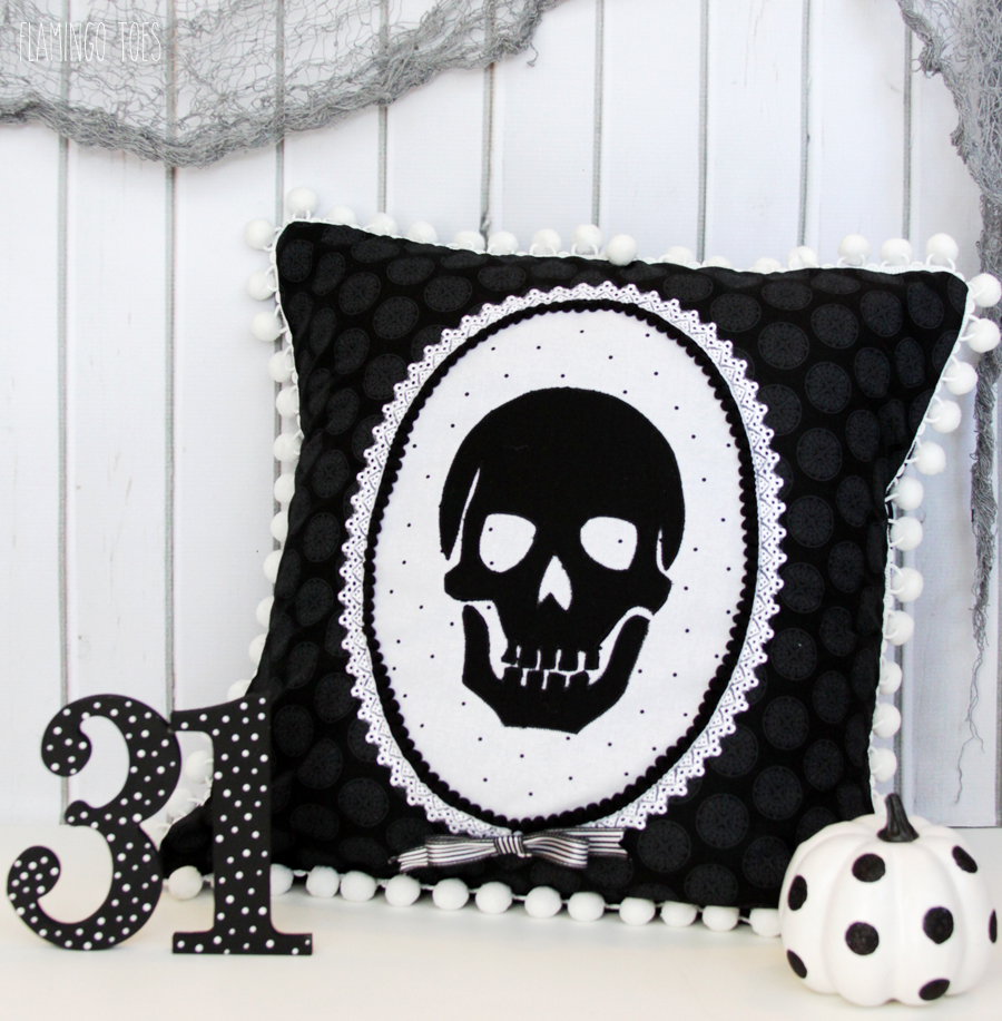 Spooky Skeleton Cameo Halloween Pillow