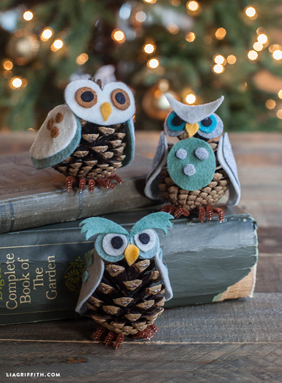 Felt and Pine Cone Owl Ornaments