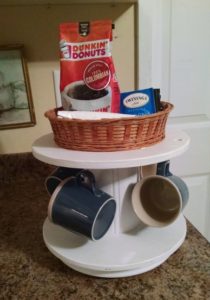 Repurpose a Small Wooden Cable Spool Into a Coffee Station