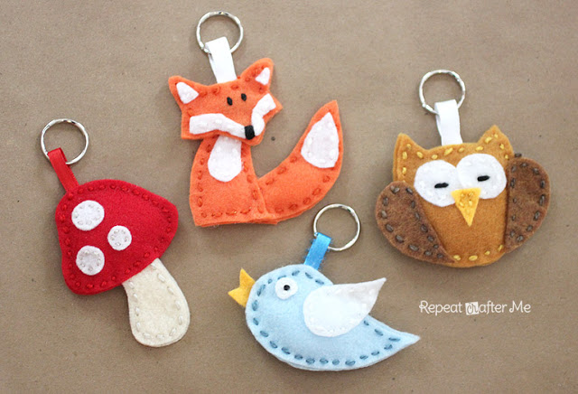 felt forest friends keychains