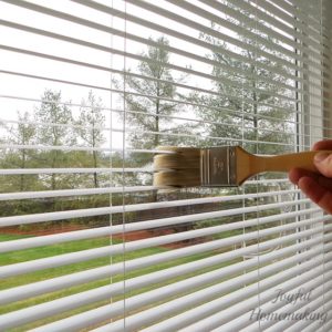 Use a paintbrush to clean blinds