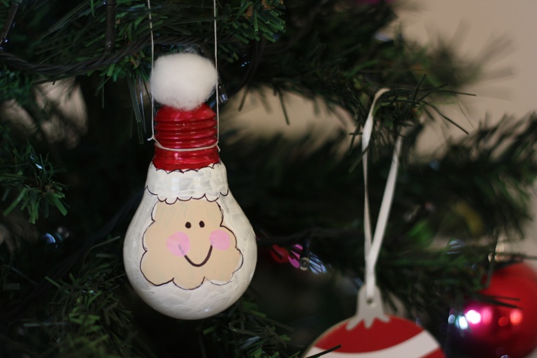 Light Bulb Santa Ornament