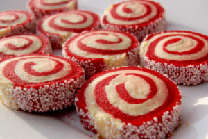 Red and White Sugar Cookie Pinwheels