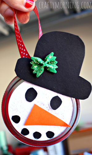 Snowman Mason Jar Lid Ornament