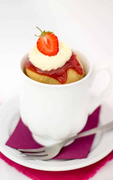 Speedy Strawberries & Cream Mug Cake