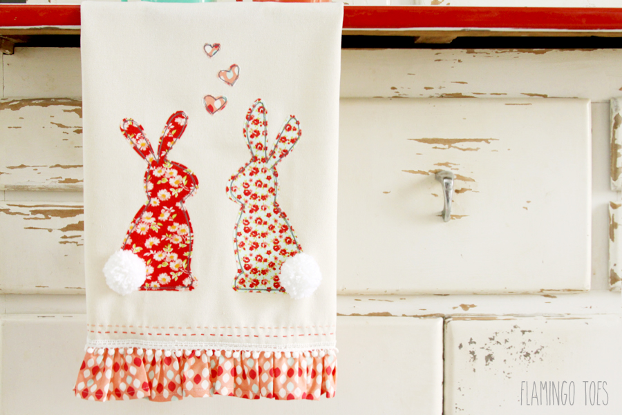 Sweet Floral Bunny Dishtowel