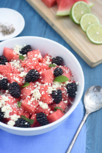 Watermelon Salad with Blackberries & Blue Cheese