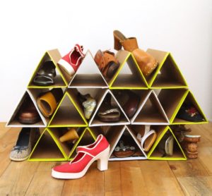 Make a super space saving and sturdy DIY shoe rack from cardboard